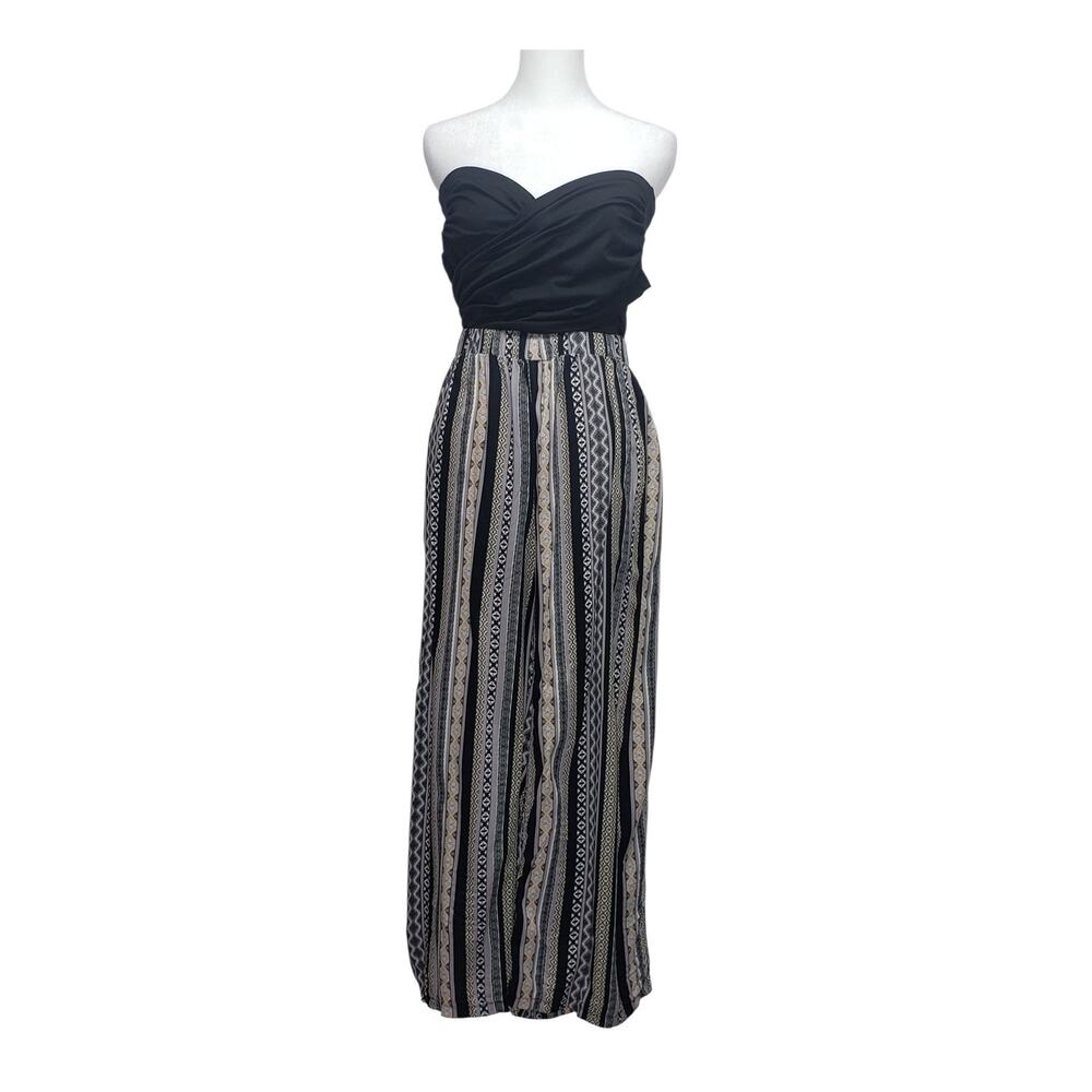 SHEIN Curve Boho Striped 2-Piece Set 2XL Surplice Halter Top Palazzo Pants Wide